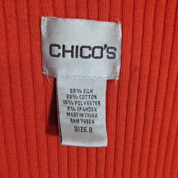 Chico's (Size 2) Women's Ribbed Tee Coral Tank Sleeveless Large - Picture 2 of 3